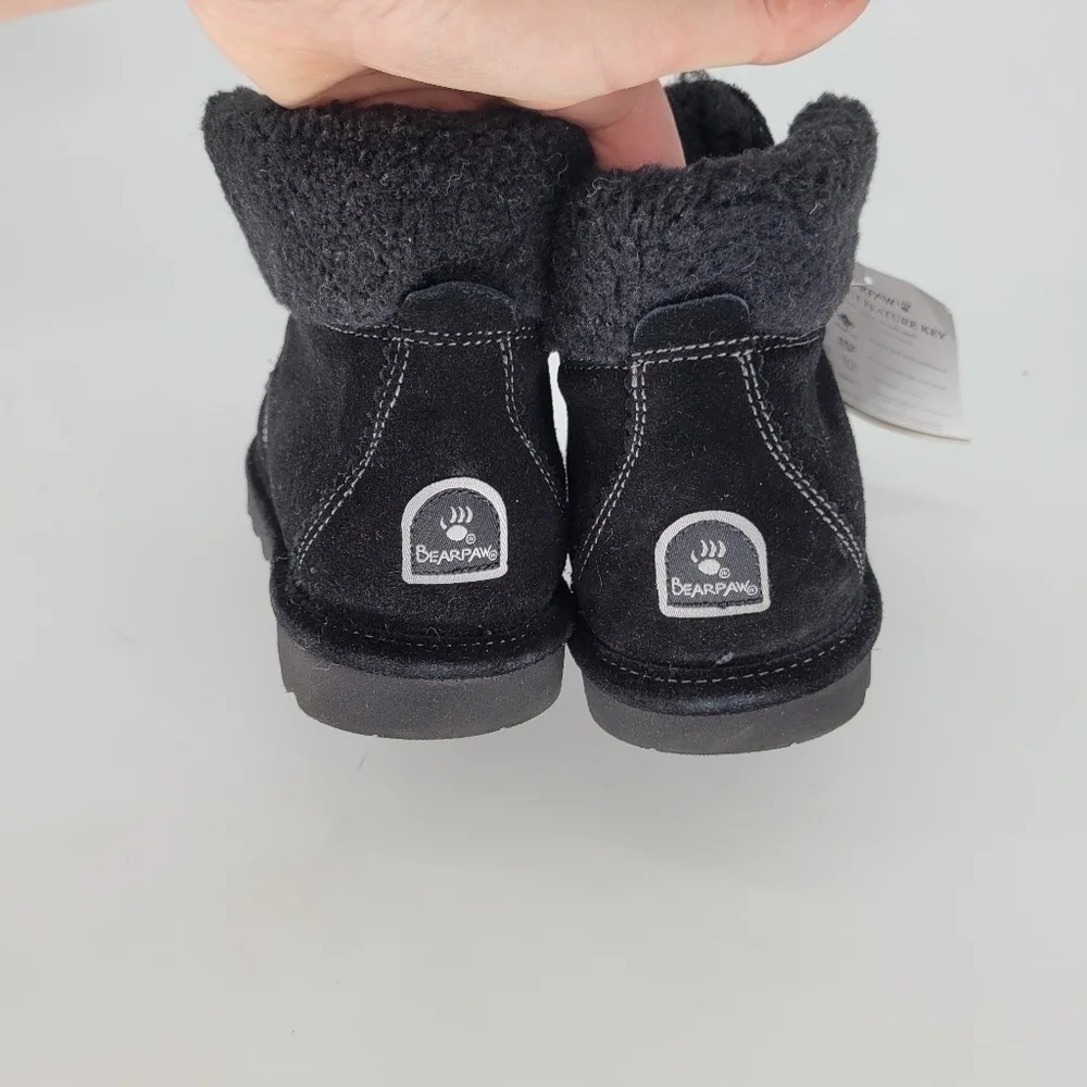 BEARPAW big kids sherpa black booties boots size 5 could fit womens 7